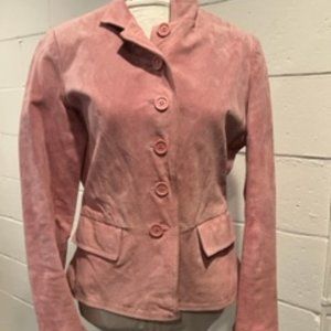 Chadwick's Pink Suede Leather Jacket Button Front Women's (Size 8)